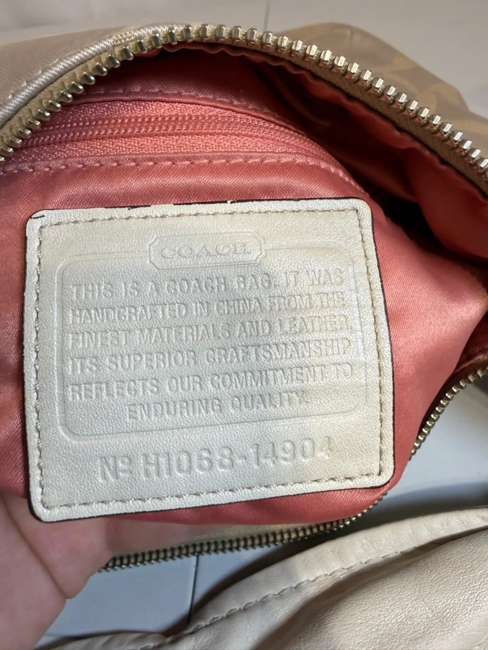 Coach Signature Clip Hobo Bag 14901 Ivory Tan Convertible Crossbody Shoulder - Picture 10 of 13